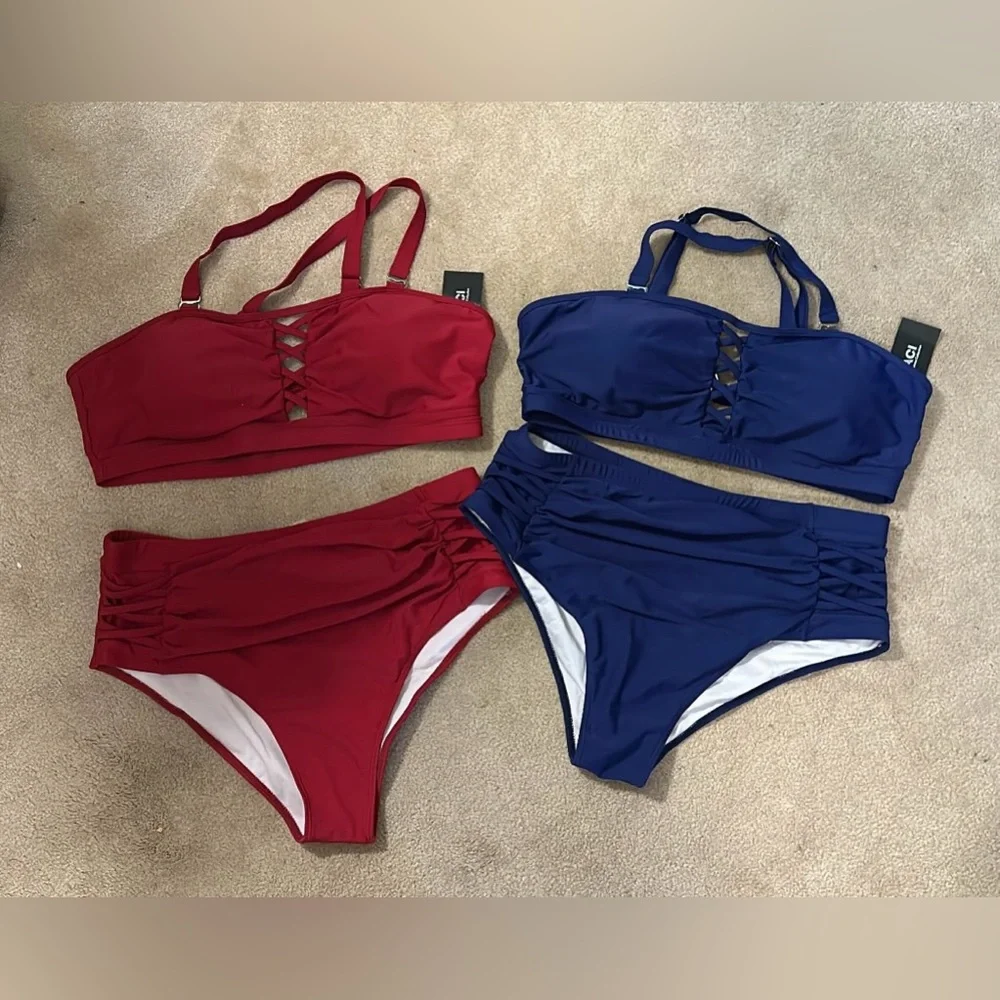 NWT Daci Criss Cross bikini MAROON color
